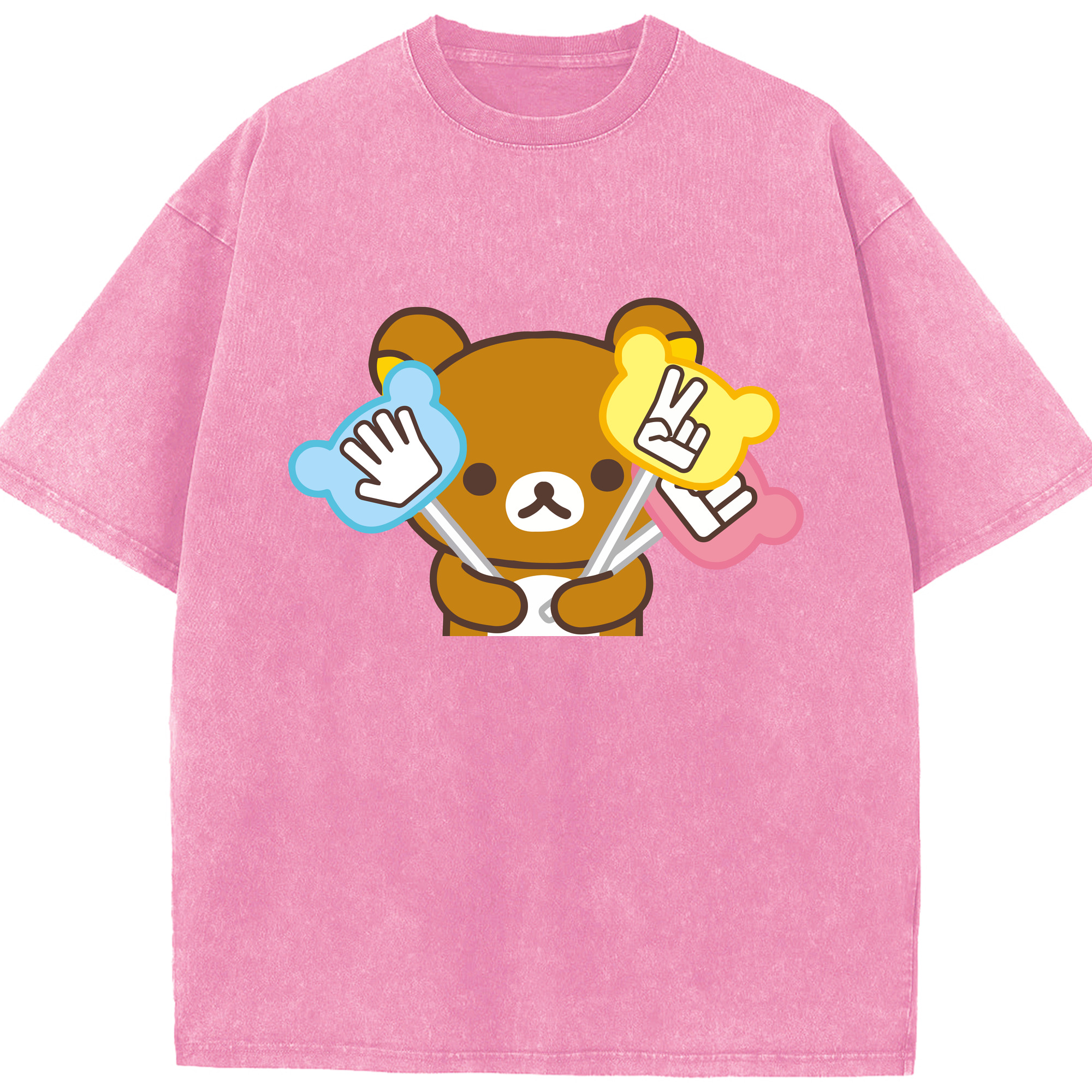 （画像用） リラックマ リラックマ キイロイトリ Rilakkuma Korilakkuma Kiiroitori 綿100% ヴィンテージ風 半袖Tシャツ（フロントプリント）